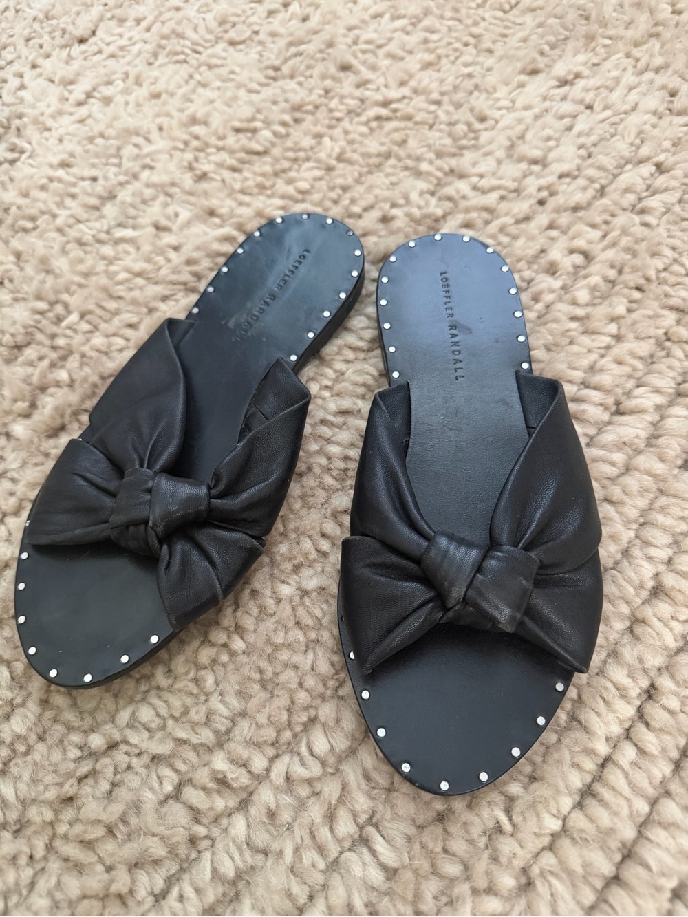 Loeffler Randall Lucia Knot Sandal - black leather Size 8